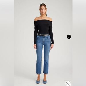 SPRWMN Jeans REVOLVE NEW Charlotte Crop Flare High Waist Selvedge Blue Size 27